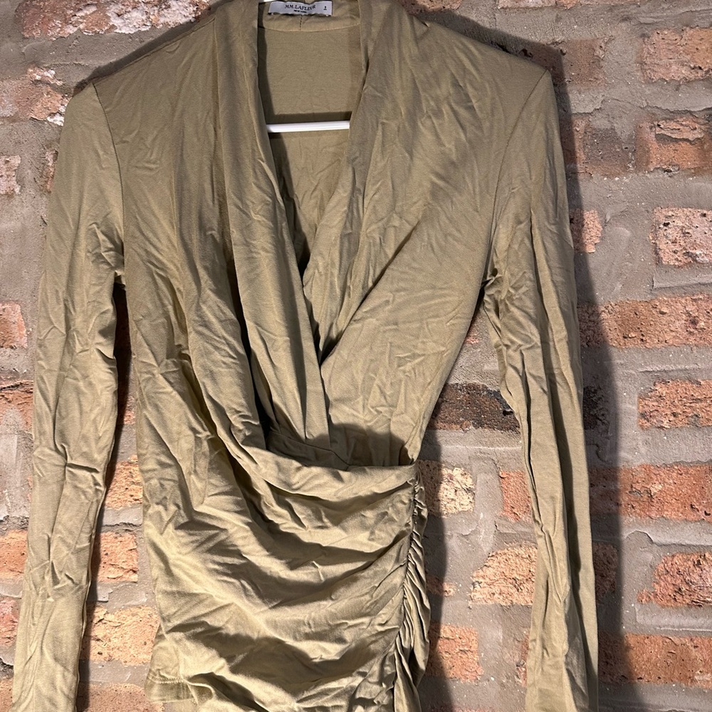 MM Lafleur Olive Green Drape Blouse